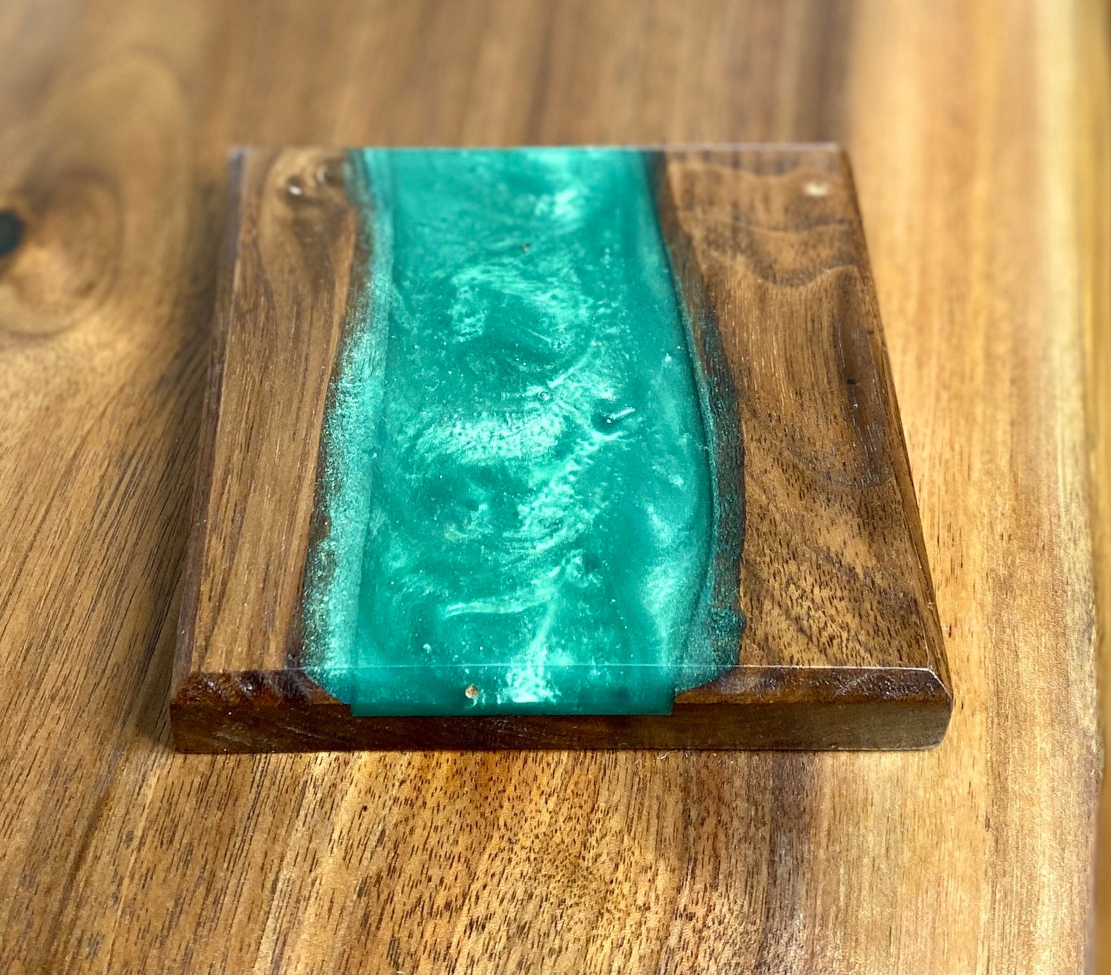 Walnut Epoxy River Coasters Hunter Green Set of Five With Etsy