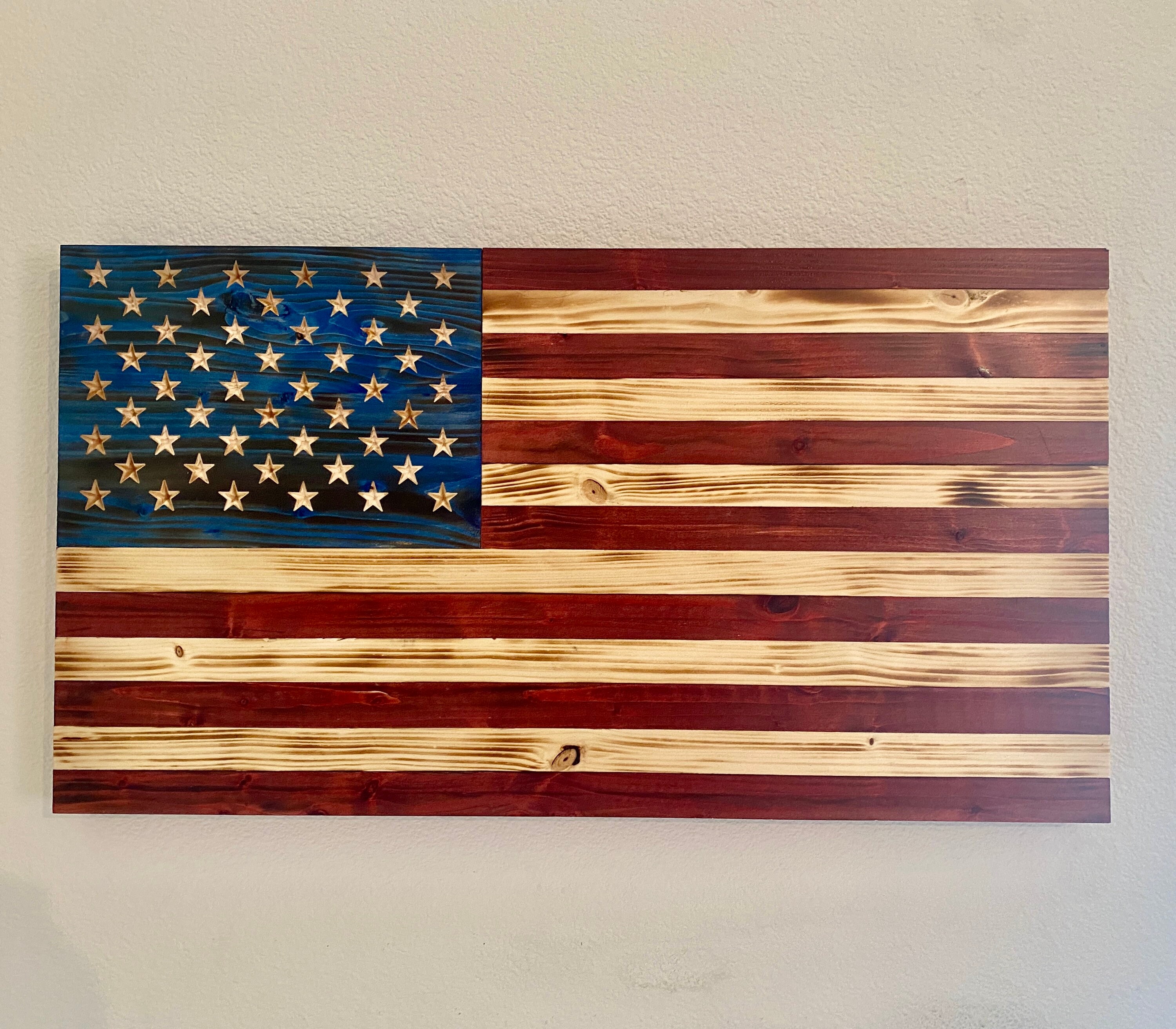 Rustic Burnt American Flag Custom Wood Flag Etsy UK