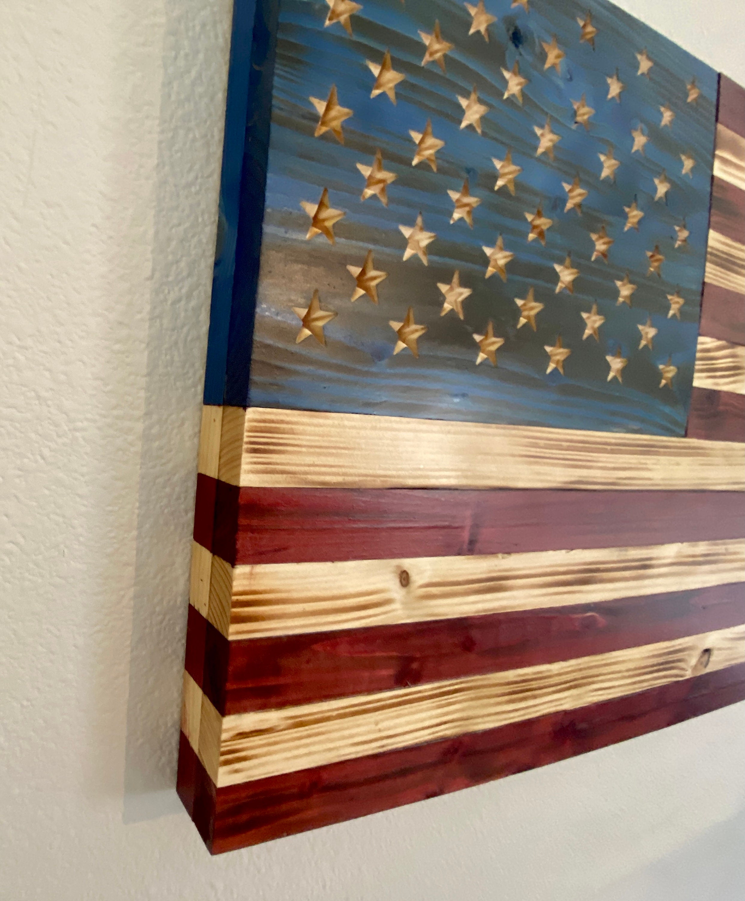 Rustic Burnt American Flag Custom Wood Flag Etsy