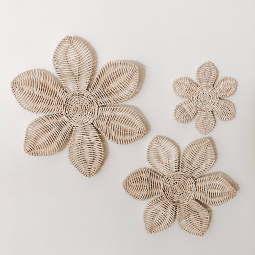 Rattan Palm Tree Wall Decor set of 3 Pcs Etsy