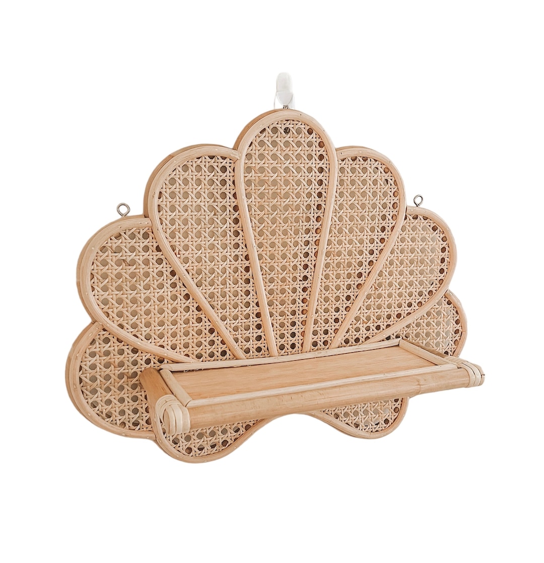 Decorative Rattan Shell Rattan Shell Shelf | Nursery Decor | Ocean Beachy Costal - Etsy