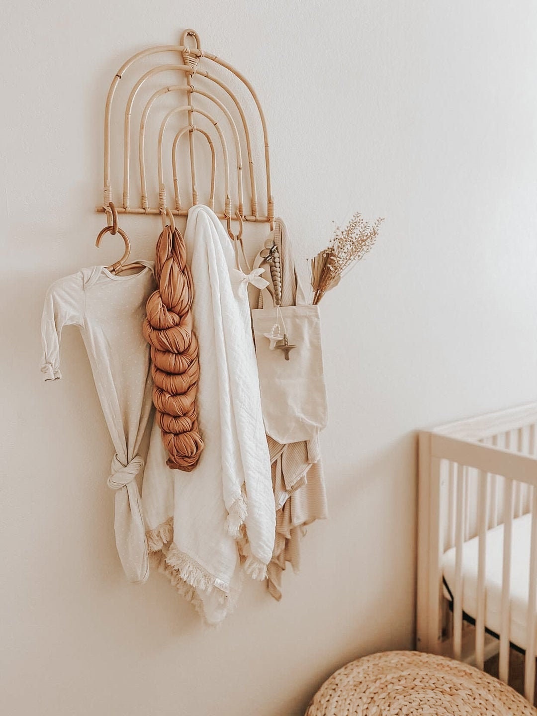 Rainbow Rattan Wall Hanger Boho Nursery Wall Decor Rainbow Etsy