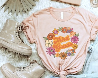 Derde klas leraar shirts 3e klas leraar tee elementair terug naar school Retro Vintage grader nieuwe schattige leer cadeau grade niveau grappig 2022