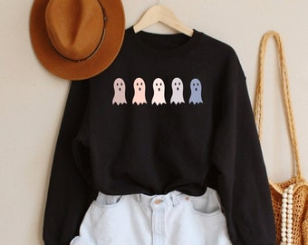 Cute Ghost Crewneck, Halloween Shirt, Spooky Sweatshirt, Halloween Sweatshirt, Women’s Sweatshirt, Ghost Shirt, Halloween Sweater