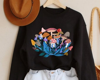 Mushroom Sweatshirt Cottagecore Kleding Indie Kleding Alt Kleding Mushroom Crewneck Cottagecore Jumper Mushroom Sweater Mushroom Kleding