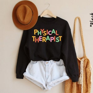 Physikalische Therapie Crewneck Sweatshirt, Physiotherapeut bunt Grafik Pullover Berufspullover Unisex Sweatshirt Geschenk für Ihn & Sie