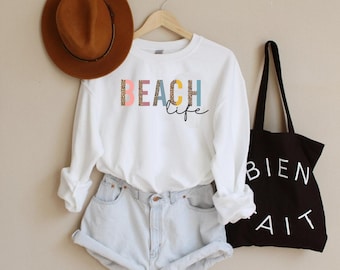 Moletom de praia, Moletom de praia, Moletom para dias de praia, Camisa de praia, Moletom unissex Beachbum Crewneck Moletom de férias leopardo