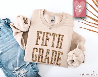 Leopard Fifth Grade Teacher Sweatshirt, 5th Grade Teacher Sweatshirts, 5th Grade Sweaters, Fifth Grade Sweater, Elementary School