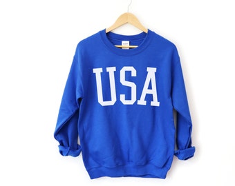 USA Sweatshirt - American Flag - United States - 4th Of July Sweatshirt - Patriotic Shirt - Red White & Blue - Unisex Crewneck Sweatshirt