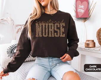 Leopard RN Sweatshirt Nurse Comfort Colors Registered Nurse Sweater, Nursing Crewneck, BSN RN Graduation Gift for New Nurse, Er Rn Shirt