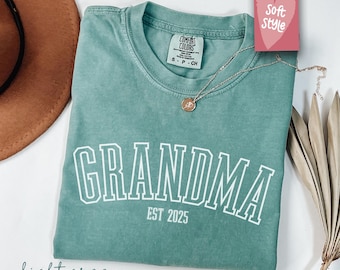 Custom Comfort Colors® Grandma Shirt, Mothers Day Gift, Gift for Grandmother, Nana Tee, Grandma Est Date Tshirt, Mommy Shirt, Mimi Shirt