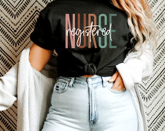 Registered nurse boho Tee RN Shirt for Women RN Registered Nurse T Shirt Nurse Nursing T-shirt Gift for Registered Nurse RN Graduation Gift