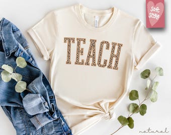 Comfort Colors® Leopard Teacher Shirt Gift for Teacher, Retro Teach Tee, Teacher Appreciation, Teacher Graduation, Student Teacher Gift