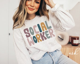 Retro Social Worker, Social Worker Student Graduation, New Future Healthcare Social Worker Gift, LSW, MSW, Unisex Crewneck Sweatshirt