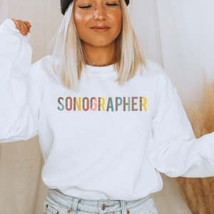 Sonographer Ultrasound Tech Crewneck Sweatshirt for Ultrasound Technologists Radiology Department Sweatshirts Sonography RDMS Shirts leopard