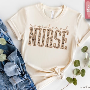 Comfort Colors® Leopard Nurse Shirt, Nurse T-Shirt, RN Shirt, Nursing School Shirt, Registered Nurse Shirt, Nurse
