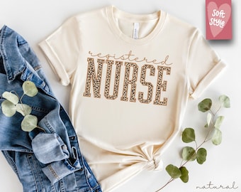 Comfort Colors® Leopard Nurse Shirt, Nurse T-Shirt, RN Shirt, Nursing School Shirt, Registered Nurse Shirt, Nurse