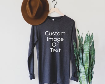 Kundenspezifisches Langarmhemd, personalisiertes Langarmshirt, benutzerdefinierter Text auf dem Shirt, benutzerdefiniertes Hemd, personalisiertes T-Shirt, benutzerdefiniertes Bedrucken von T-Shirts