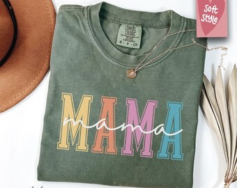 Koszulka Comfort Colors Mama, prezent dla nowej mamy, ogłoszenie o narodzinach dziecka, koszulka na dzień matki, koszulka Custom Colors Mom, koszulka Mama, prezent urodzinowy dla mamy