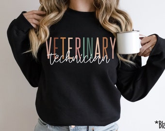 Veterinary Technician Sweatshirt - Vet Tech - Veterinarian School Student - Vet Tech Graduation - Happy Animals - Unisex Crewneck Sweatshirt