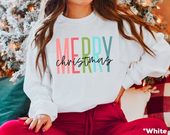 Merry Christmas Sweatshirt, Christmas Sweatshirt, Holiday Sweatshirt, Christmas Gift, Christmas pajamas women, Unisex crewneck sweatshirt