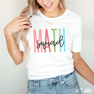 Camiseta multicolor del escuadrón de matemáticas, camisa para amantes de las matemáticas, regalo para el maestro, camisa de matemáticas, regalo para el profesor de matemáticas, camisa para el maestro de matemáticas, camiseta de matemáticas