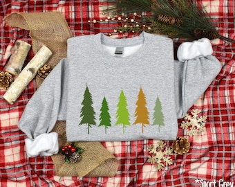 Pine Tree Sweatshirt, Evergreen Trees, Travel Sweatshirt, Gift for Nature Lover, Camping, Hiking Shirt, Nature Crewneck Sweatshirt for Women
