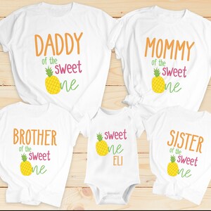 Sweet One First Birthday Family Shirts Pineapple Birthday Family Shirts Pineapple First Birthday Outfit Tropical First Birthday Shirt