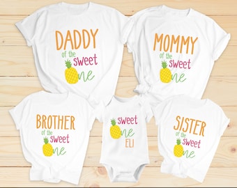 Sweet One First Birthday Family Shirts Pineapple Birthday Family Shirts Pineapple First Birthday Outfit Tropical First Birthday Shirt