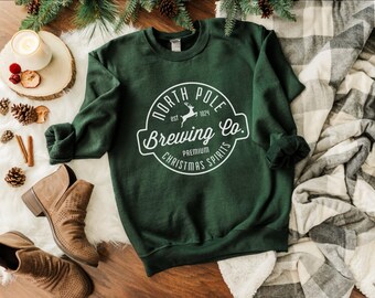Maglione North Pole Brewing Co, Premium Christmas Spirit, Felpa natalizia, Maglione natalizio, Felpa Brewing Co, Maglietta natalizia