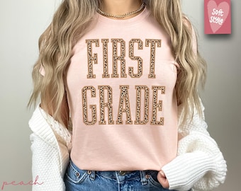 Leopard First Grade Teacher Shirt, 1st Grade Teacher Shirt, 1st Grade T-Shirt, First Grade TShirt, Elementary School, Teaching Shirt