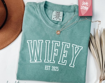 Comfort Colors Shirt, Wifey Est Shirt, Wife Shirt, Just Married Shirt, Honeymoon Shirt, Bride To Be Gift, Bridal Shower Gift, Bride Shirt