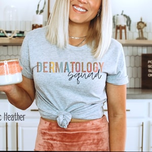 Squad Dermatology T Shirt, Leopard Shirts for Dermatologists, Dermatology Skincare Gift Cosmetic Dermatology Skin Doctor Assistant Shirt Tee