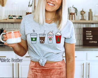 Camisa de café de Navidad, Camisas de Navidad, Camisa de Navidad para Mujeres, Camisa de Navidad, Camiseta de Navidad, Camiseta de Navidad, Regalos de Navidad
