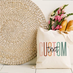Boho Custom Tote Bag, Bolsa de mano promocional, Bolsas de compras con su logotipo, Bolsa de mano personalizada, Bolsa de mano de nombre personalizado, Bolsa de lona