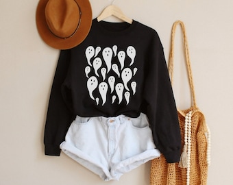 Cute Ghost Crewneck, Halloween Shirt, Spooky Sweatshirt, Halloween Sweatshirt, Women’s Sweatshirt, Ghost Shirt, Halloween Sweater