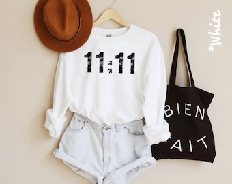 11 11 Sweatshirt, 11 11 shirt, 11:11 Shirt, Make a wish, 1111 tee, spiritual gift, Angel Numbers, womens soft sweater November birthday gift