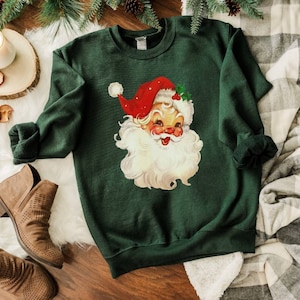 Retro Santa Shirt, Christmas Sweatshirts, Women Christmas Santa Shirts, Cute Retro Santa Shirt, Classic Christmas Shirt, Christmas Pullover