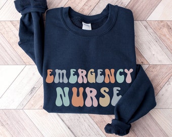Retro Emergency Nurse Crewneck Sweatshirt ER Nurse Gift ED Nursing Sweater Emergency RN Appreciation Gift for Nurse Grad Gift Graduation