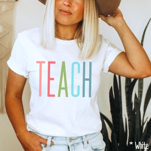 Colored Retro Teach Shirt, Retro Teacher Shirt, Teacher Raglan, Teach Shirt, Teach Shirt, Retro Teacher Shirt, Homeschool Mom Shirt,
