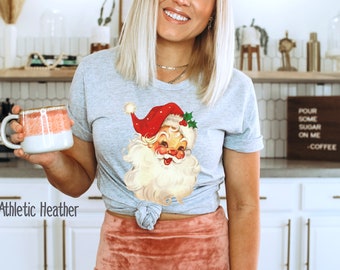 Christmas Santa Shirt, Retro Santa Shirt, Gift For Christmas, Retro Christmas Shirt, Christmas Shirt For Women, Gift For Women, Santa Shirt