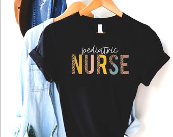 Pediatric Nurse T-Shirt: Leopard Print PEDS Nurse Tee