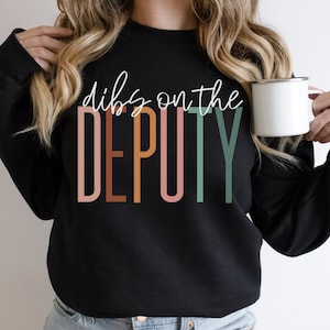 Deputy wife sweatshirt, gift for deputy wife, police wife, badge number, thin blue line shirt, new deputy wife engagement gift