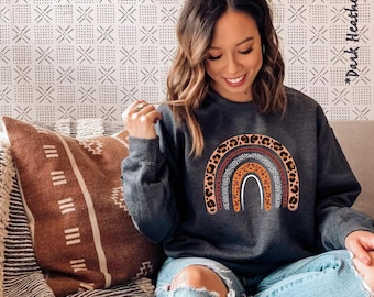 Rainbow Sweatshirt, Rainbow Hoodie, Leopard Rainbow Sweatshirt, Leopard Rainbow Hoodie, Fall Rainbow Sweatshirt, Cheetah Print Sweatshirt