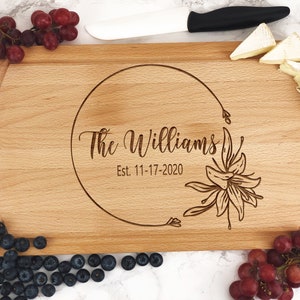 Personalized Engraved Cutting Board, Walnut or Beech, Housewarming Gift