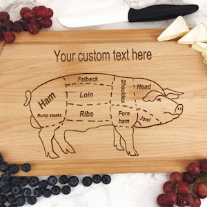Custom Cutting Board Pork Cuts Engraved, Fathers Day Gift, Kitchen Gift, Chopping Board Personalized Cutting Board Walnut, Housewarming gift