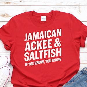 Jamaican Ackee & Saltfish Graphic T-shirt | Jamaica Food Lover Tee | Caribbean Vintage Shirt | Unisex Personalised Jamaican Cultural Gift