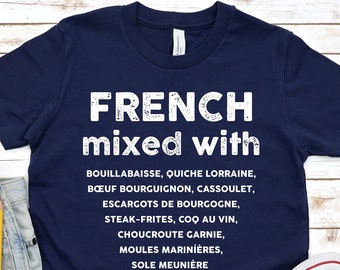FRANZÖSISCH MIXED MIT Kinder T-Shirt | Food Lover Kleinkind T-Shirt | Frankreich Geschenkidee | Unisex Jugend Shirt