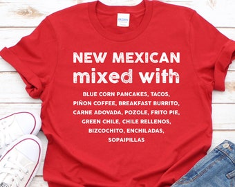 NEUE MEXIKANISCHE MIXED T-shirt | Feinschmecker-T-Shirt | New Mexico Geschenkidee | Unisex-Shirt