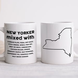 NEW YORKER Tasse mit Landkarte Umriss | New York Geschenkidee | Liebe Essen, Trinken Kaffee oder Tee | 11 Unzen Keramiktasse